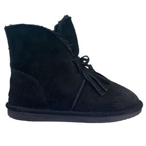 Bearpaw Women’s Christie Black Sheepskin Fringe Boot Size US 12
